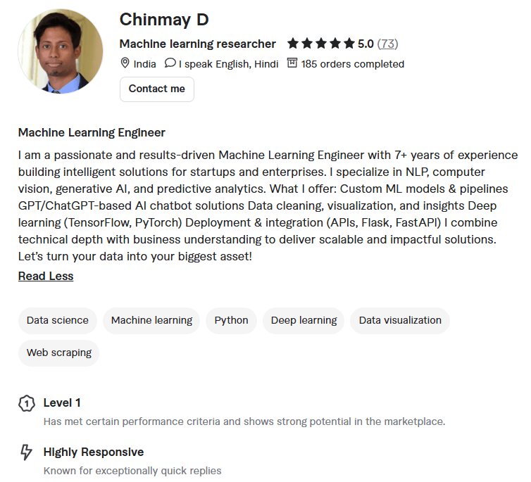 Best Freelance Deep Learning Expert for Hire 