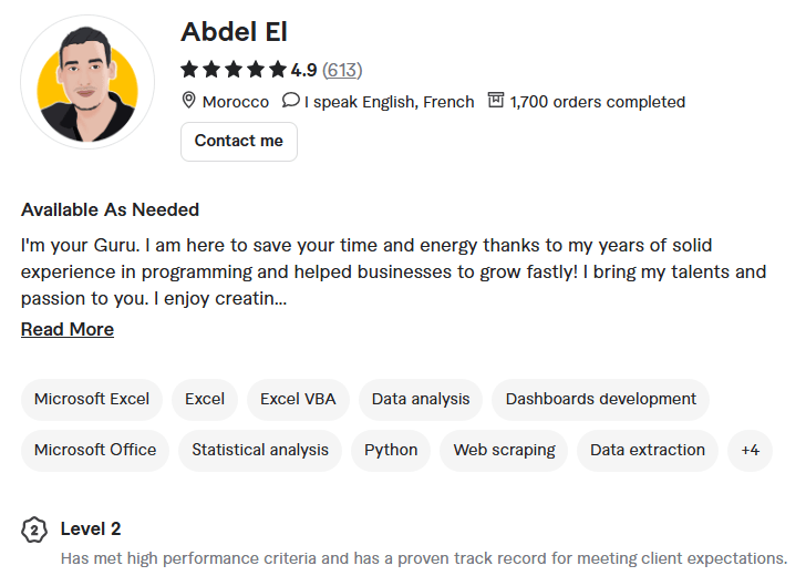 freelance excel experts for hire 