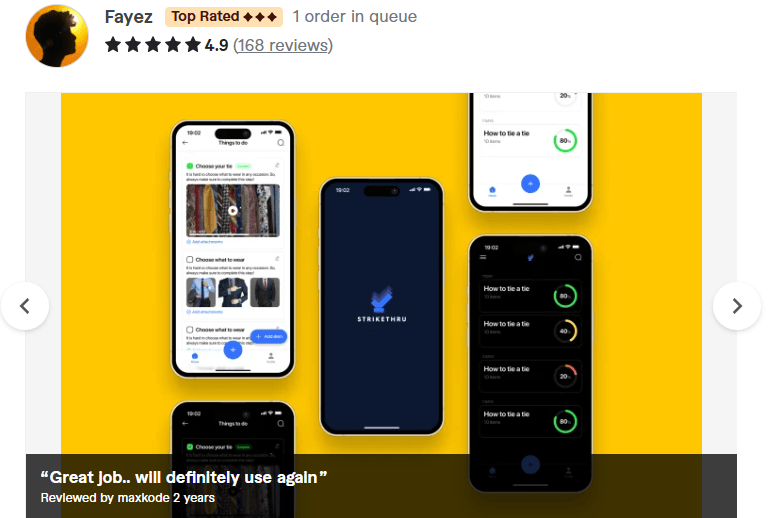 Mobile App Designers for Hire on Fiverr