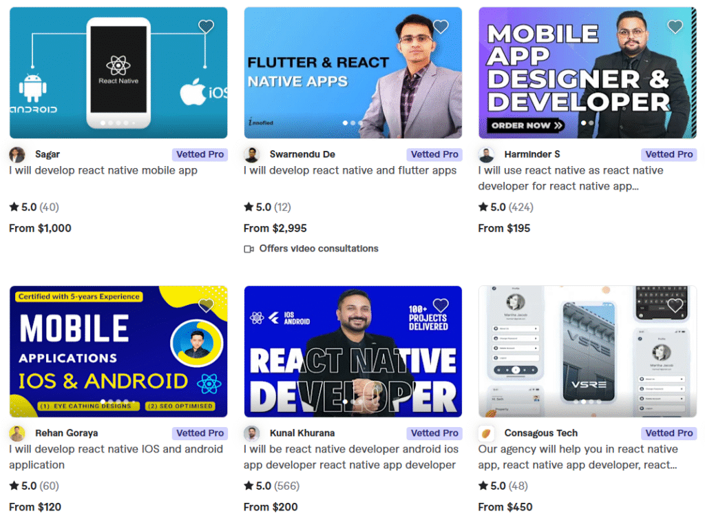 fiverr Freelance React Native App Developers for Hire