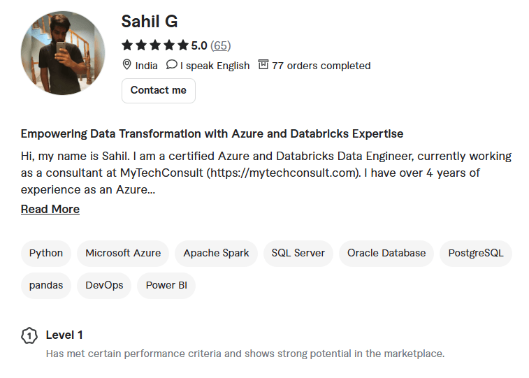 Sahil G - Develop ETL Pipeline using Azure Data Factory and Databricks
