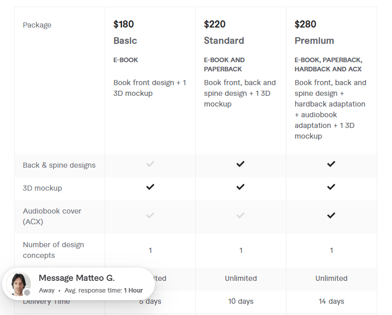 design a minimal book cover pricing