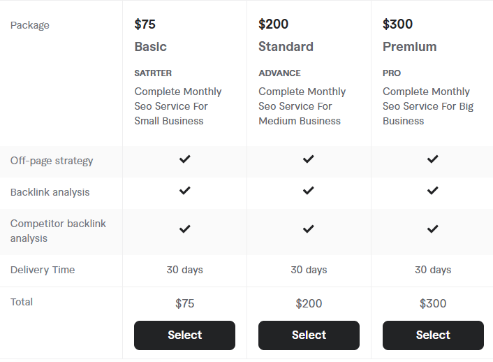 monthly SEO service for squarespace pricing