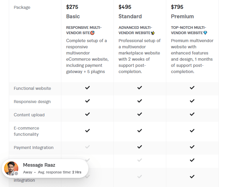 develop multi vendor ecommerce marketplace pricing