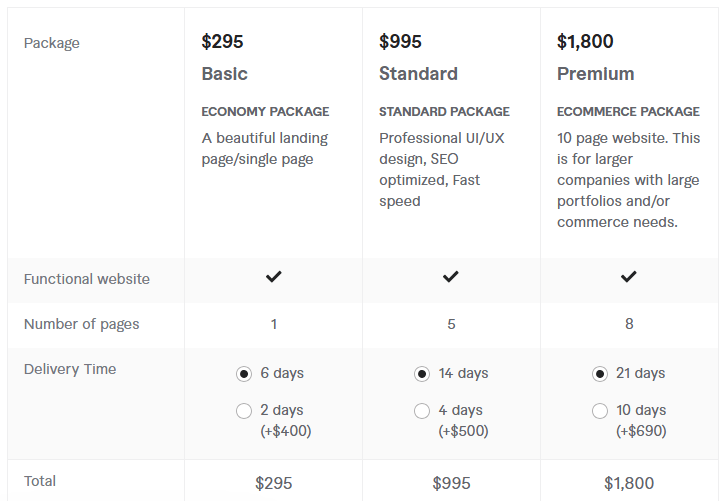 develop squarespace website pricing