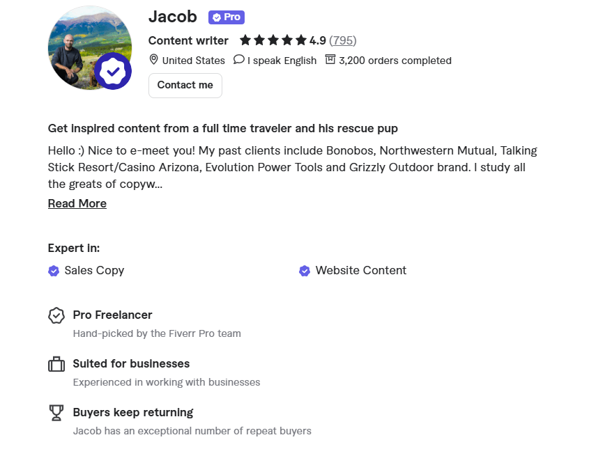 Jacob is a highly experienced freelance writer on Fiverr, specializing in writing professional sales copy with a deep understanding of enterprise-level content needs.