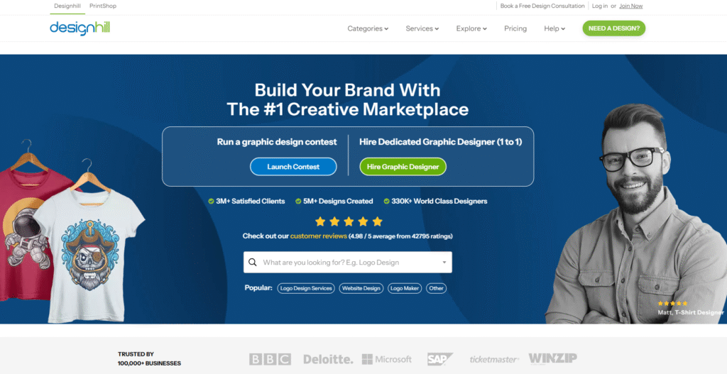 Designhill is a creative marketplace focused on design projects.