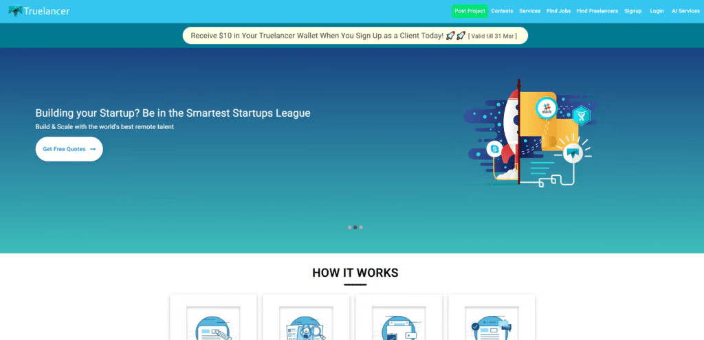 Truelancer is a growing freelance platform that connects beginners and experienced freelancers with clients globally