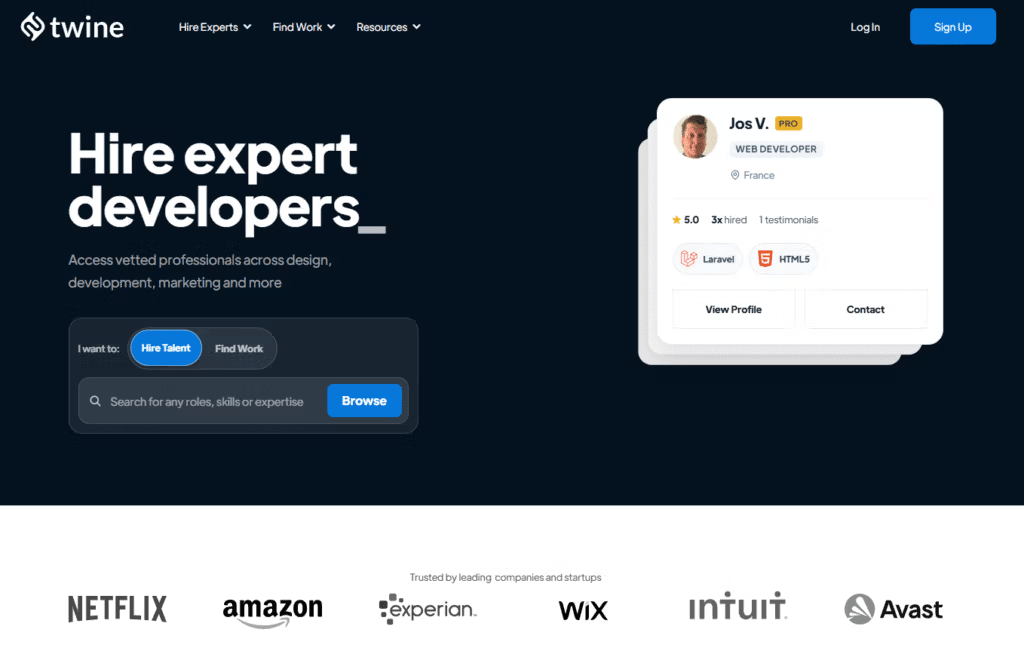 Twine is a global freelance platform connecting businesses with vetted creative, marketing, and tech experts.