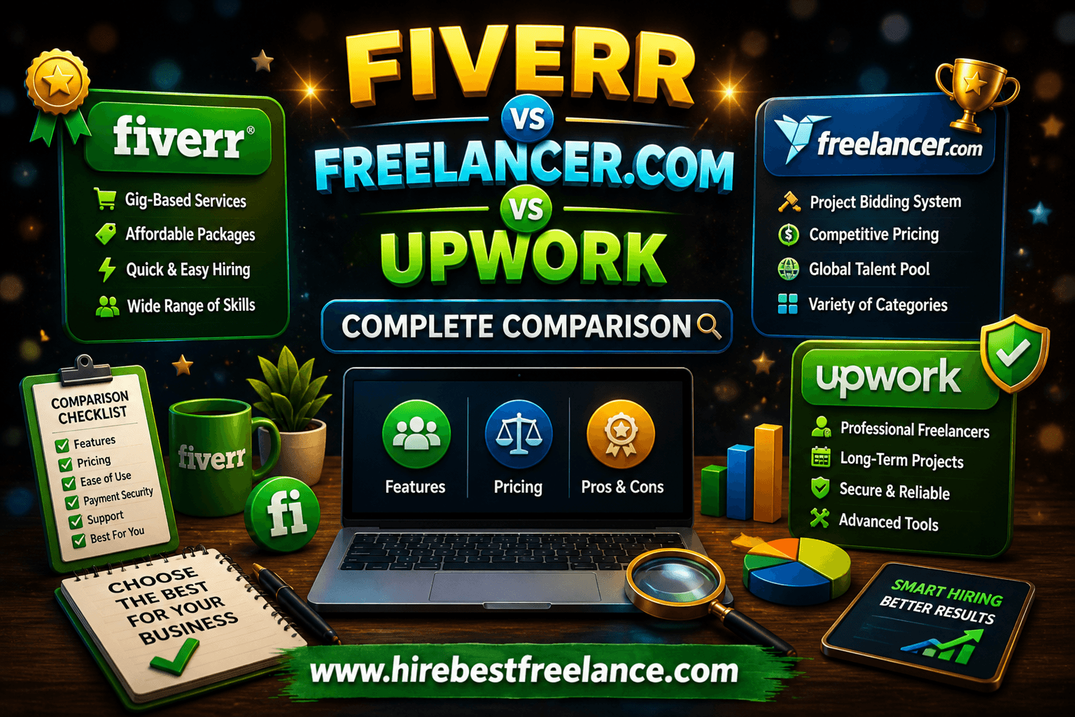Fiverr vs Freelancer.com vs Upwork: Complete Comparison