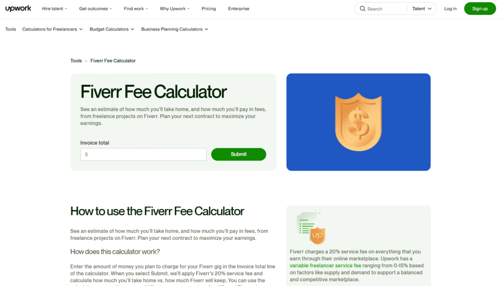 Upwork's Fiverr Fee Calculator (Best for Platform Comparison)