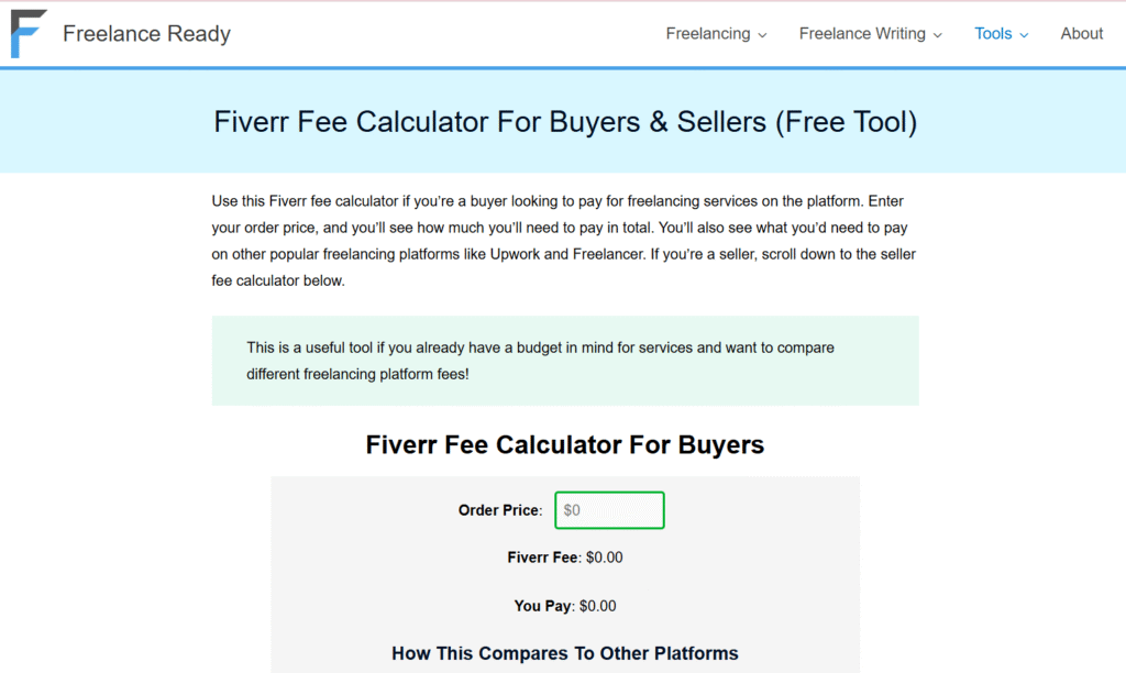 FreelanceReady Fiverr Fee Calculator (Best Dual Buyer-Seller Tool)