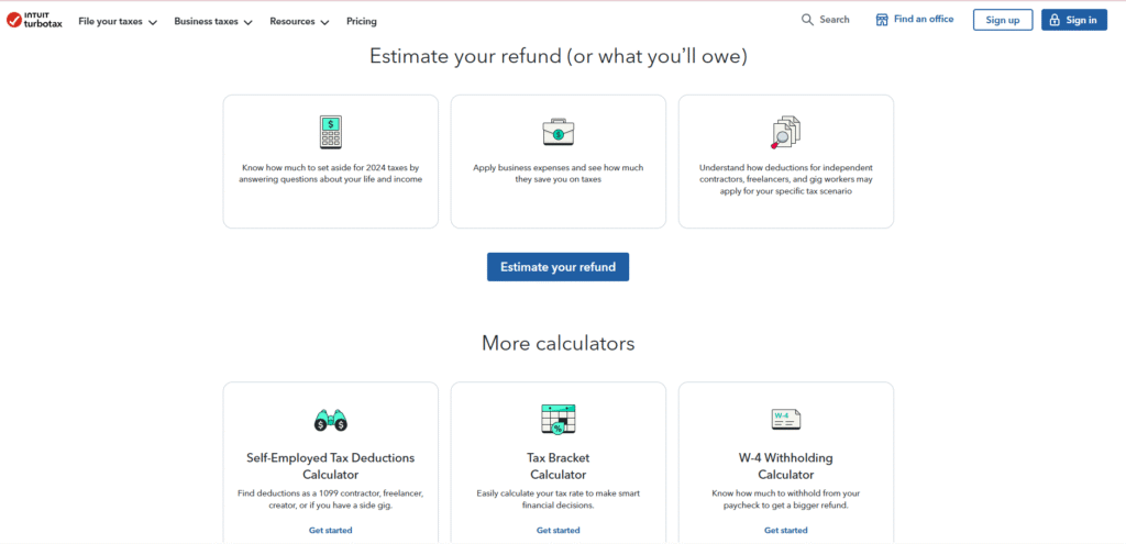 1. TurboTax Self-Employed Tax Calculator (Best Overall for Comprehensive Filing)
