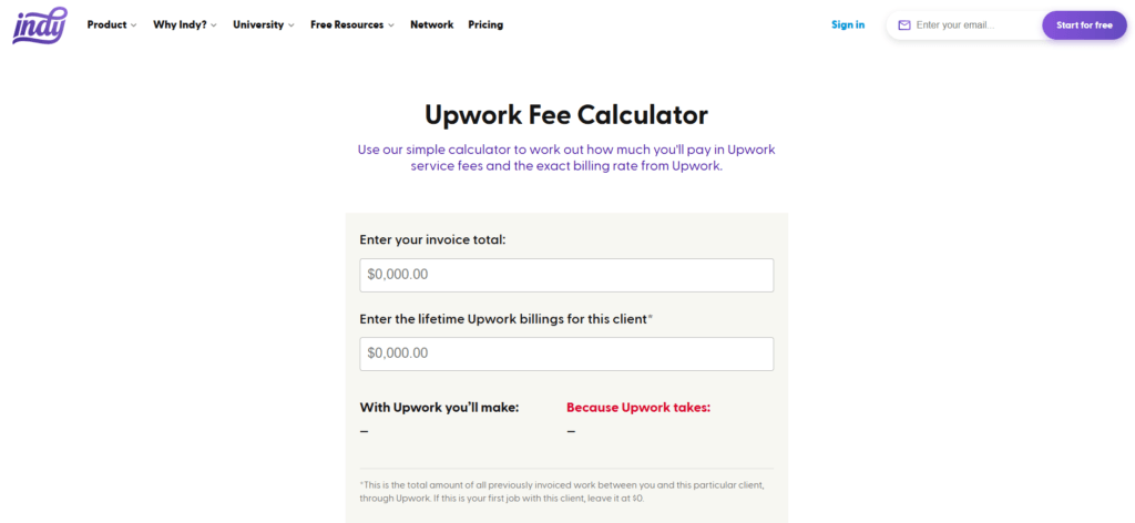 Indy Upwork Fee Calculator (Best for Legacy Tier Understanding & Client Management)