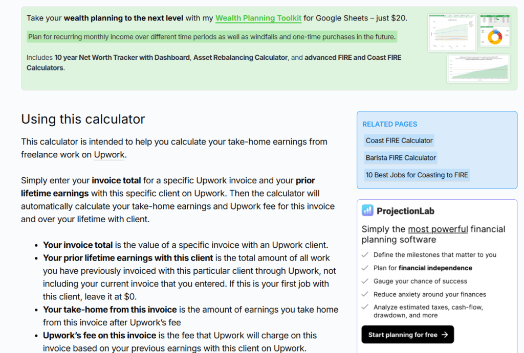 WalletBurst Upwork Fee Calculator (Best for Lifetime Client Tracking)