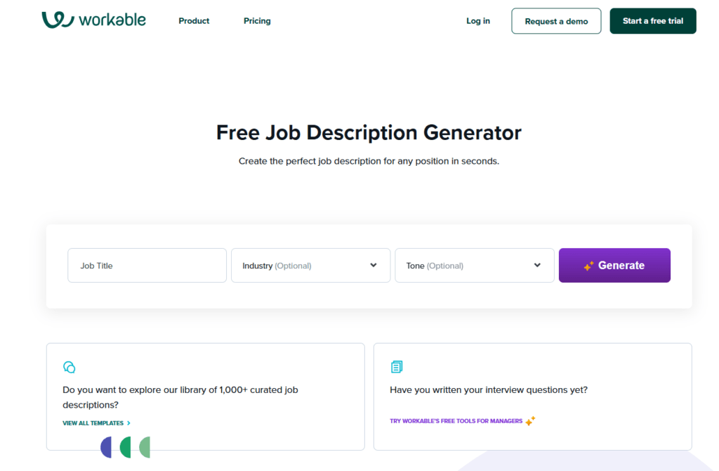 Workable AI Job Description Generator