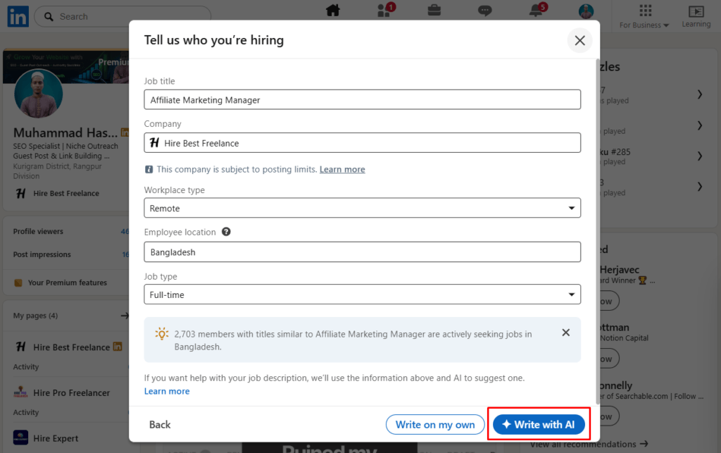 LinkedIn Job Description Generator