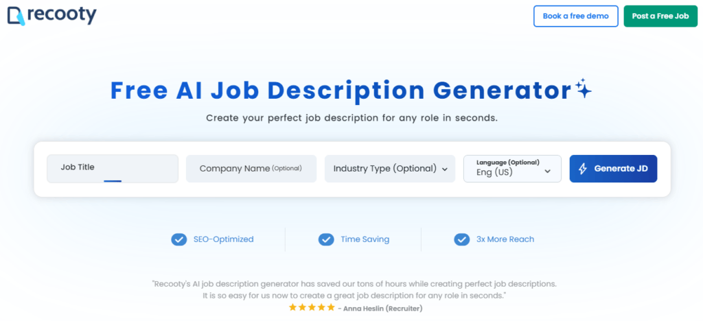 Recooty AI Job Description Generator