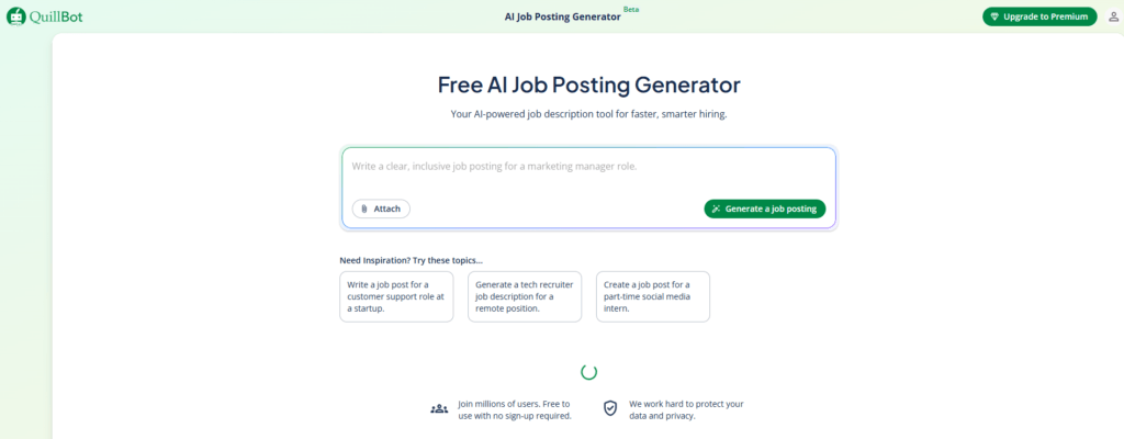 Quillbot AI Job Posting Generator