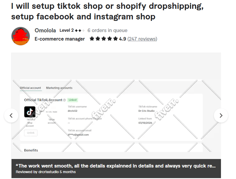 3. Omolola (lola2572) — Best for a Full TikTok, Facebook & Instagram Bundle