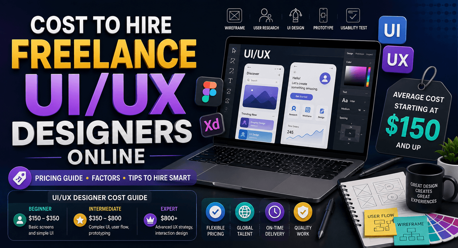 Cost to Hire Freelance UI/UX Designers Online