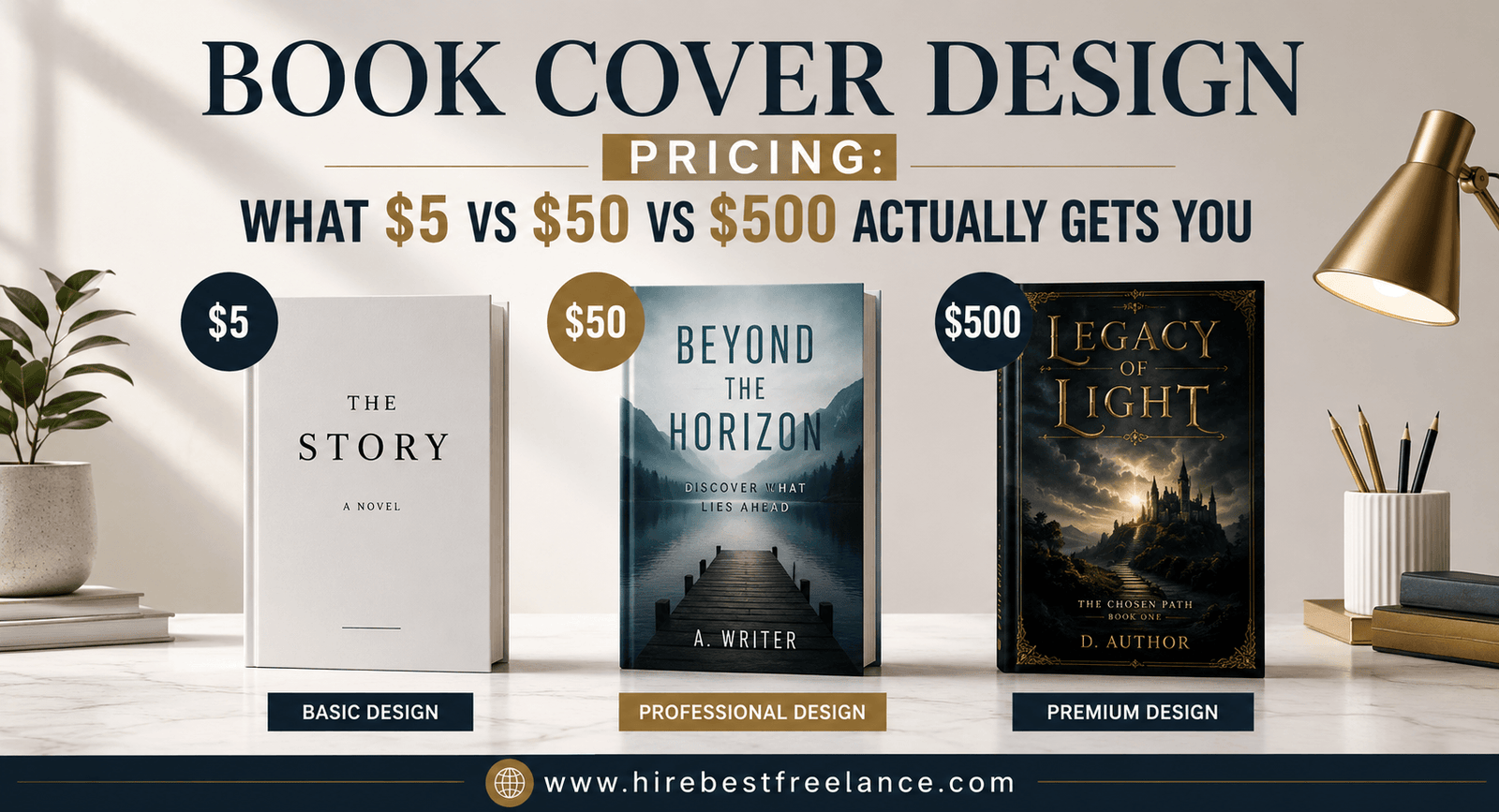 Book Cover Design Pricing: What $5 vs $50 vs $500 Actually Gets You