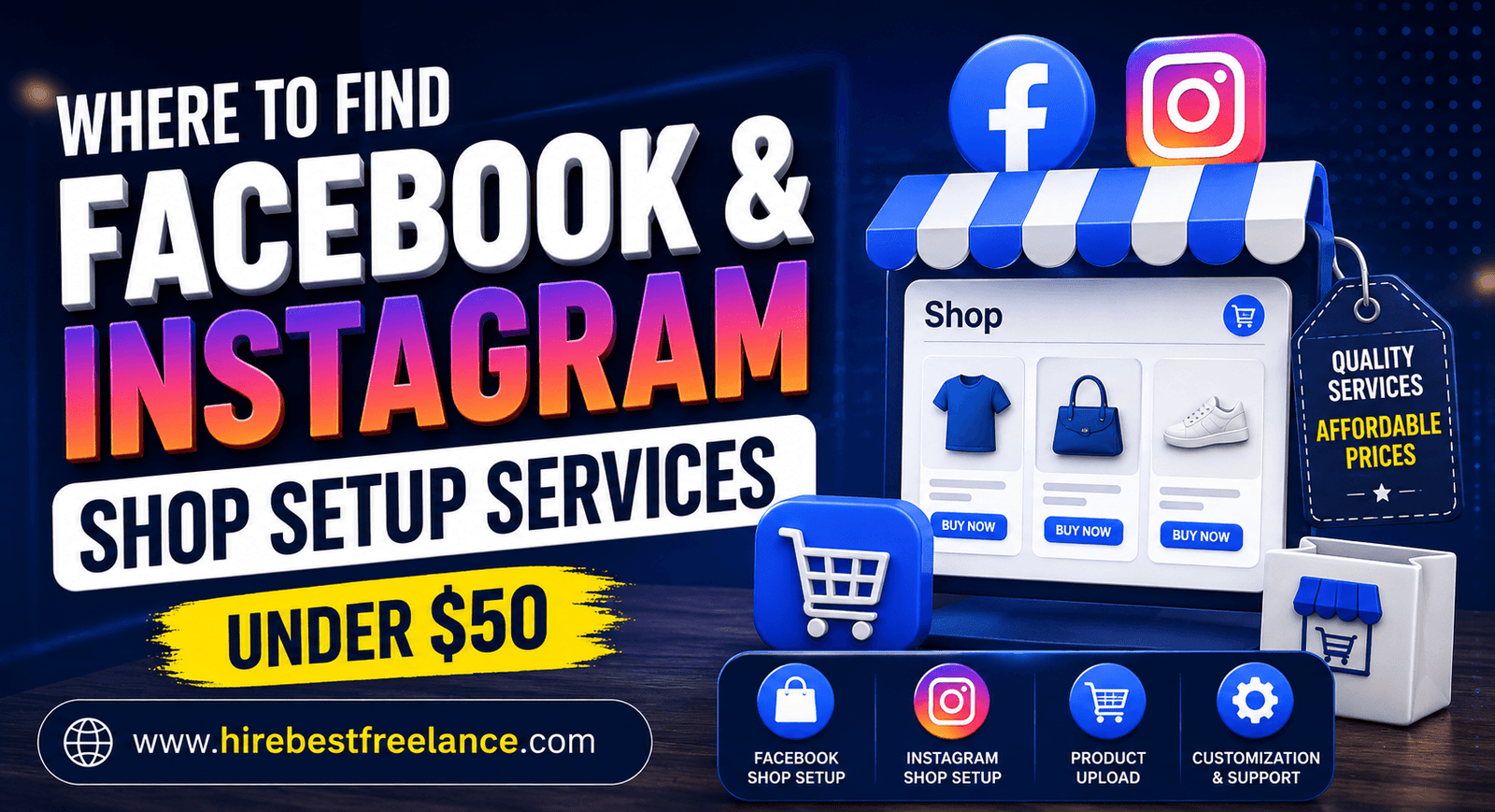 Where to Find Facebook & Instagram Shop Setup Services under $50